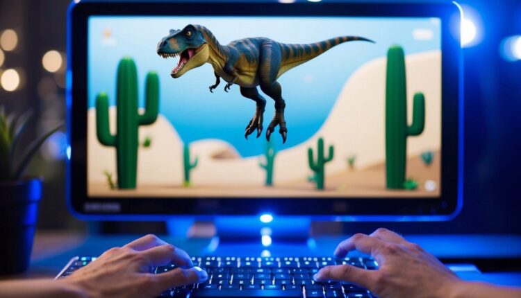 Como jogar o jogo do T-rex com internet?