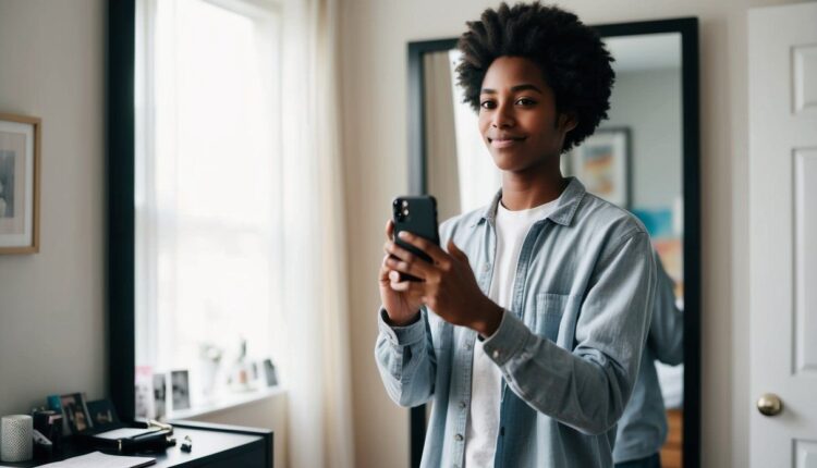 Como segurar o celular para selfie no espelho?