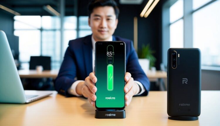 Smartphone Realme com bateria de longa duração para trabalho