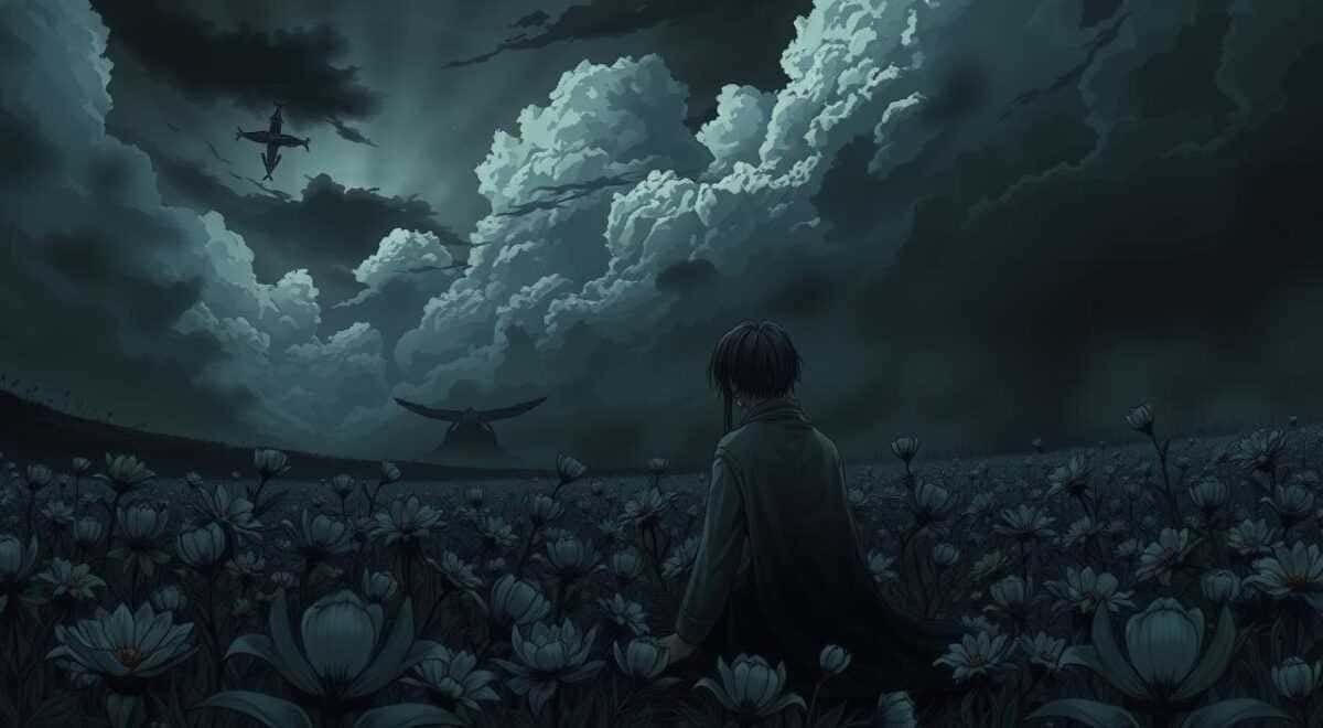 lágrimas sobre flores murchas