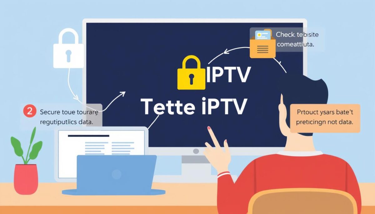 Ilustração mostrando precauções de segurança durante Teste IPTV